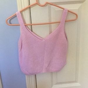 Pink knit crop top